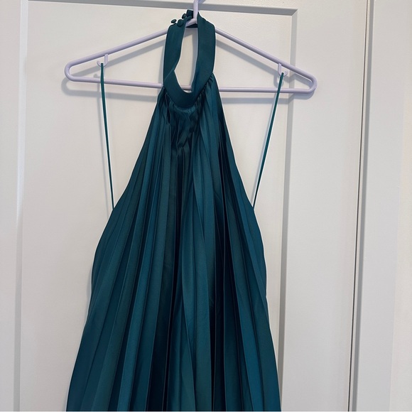 Abercrombie & Fitch Green Giselle Pleated Trapeze Halter Mini Dress Size MP - Picture 4 of 13